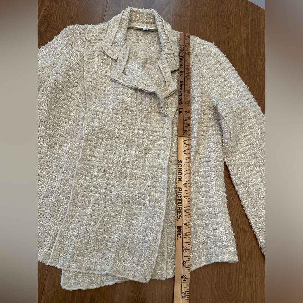 CAbi Jacket Women’s Medium Cream Textured Knit Blazer Snap Buttons - Picture 4 of 11
